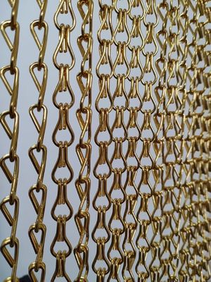 Decoración de la puerta o ventana de la cortina de metal de cadena de gancho azul con pantalla de mosca de cadena