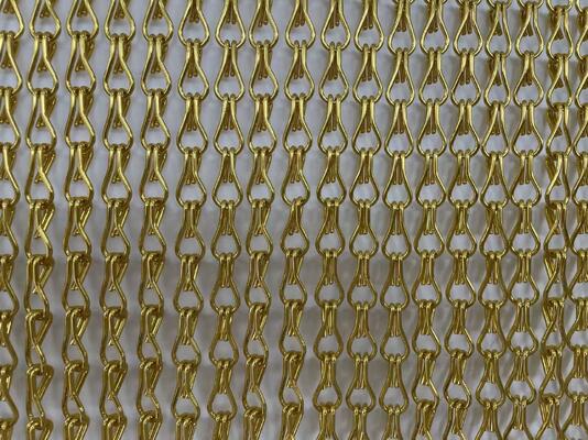 Cadena de gancho de aluminio anodizado en oro con cortina de metal de tamaños de gancho mixtos de 1,5 1,6 2,0 mm en aleación 6063