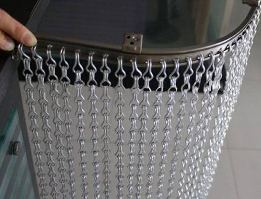 Cortina de Cadena de Gancho de Aleación de Aluminio 6063 Anodizado Plateado con Tamaño de Gancho de 1.6x12x24mm para Decoración de Puertas