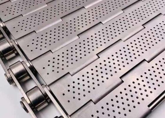 Cadena de placas de acero inoxidable 304, cinta transportadora de grado alimenticio, fácil limpieza, ancho personalizado